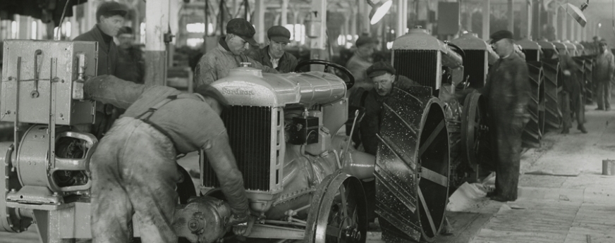 detail from Fordson Tractor Assembly Line, Ford Rouge Plant, 1919